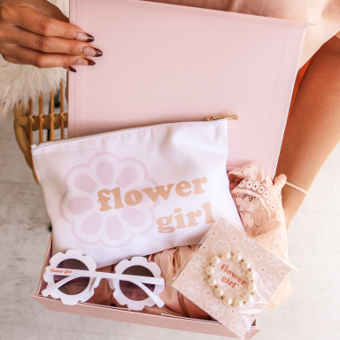 Matte Pink Flower Girl Gift Set